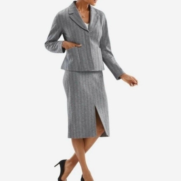 MM LaFleur The Wakefield Blazer Jacket Sz 6 Herringbone Career Wool Blend - Picture 12 of 12